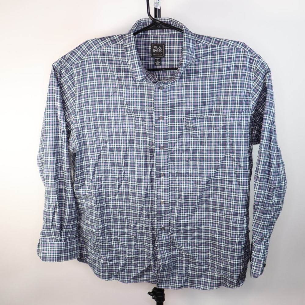 Jos. A. Bank Blue Green Button Down Dress Shirt Long Sleeve Mens Size 2XL